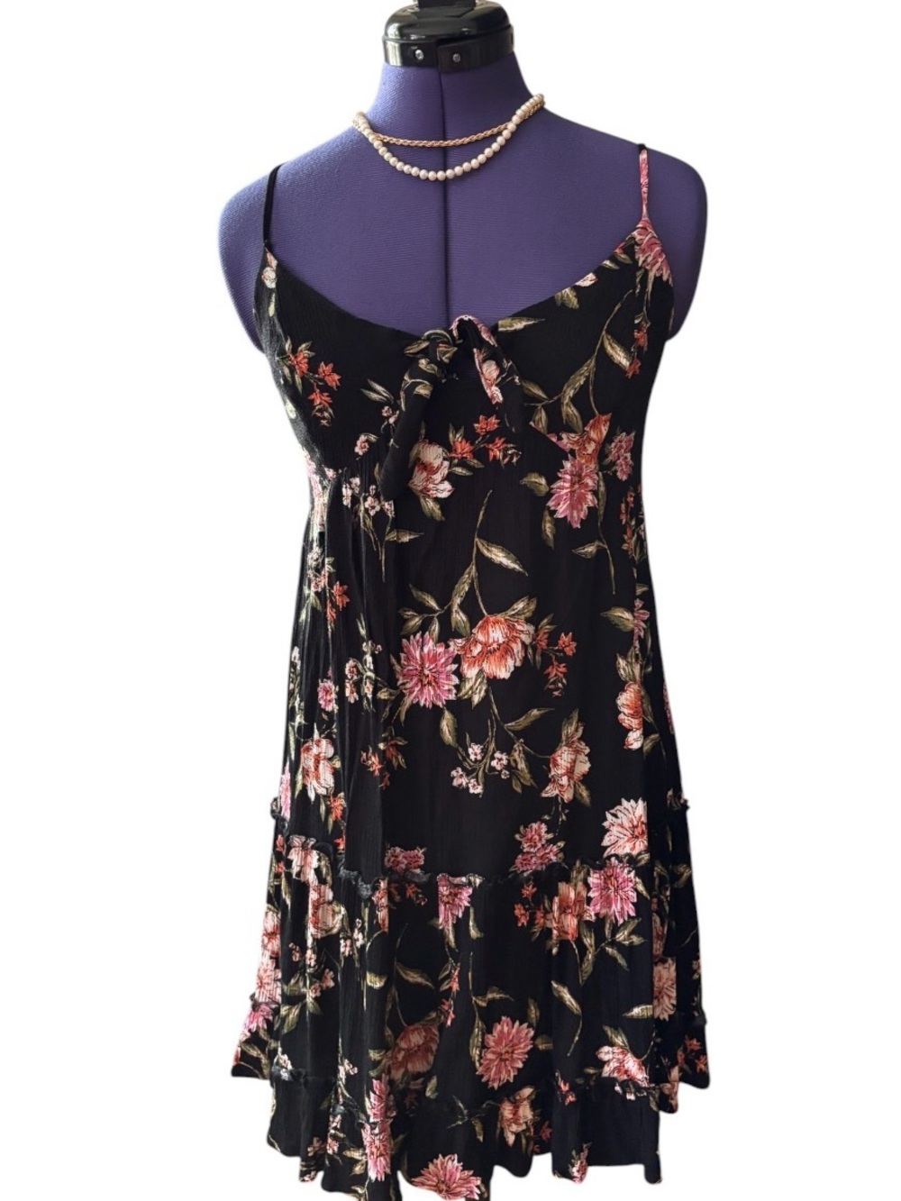 Exhilaration Floral Dress Women’s  Black Summer Dress Small